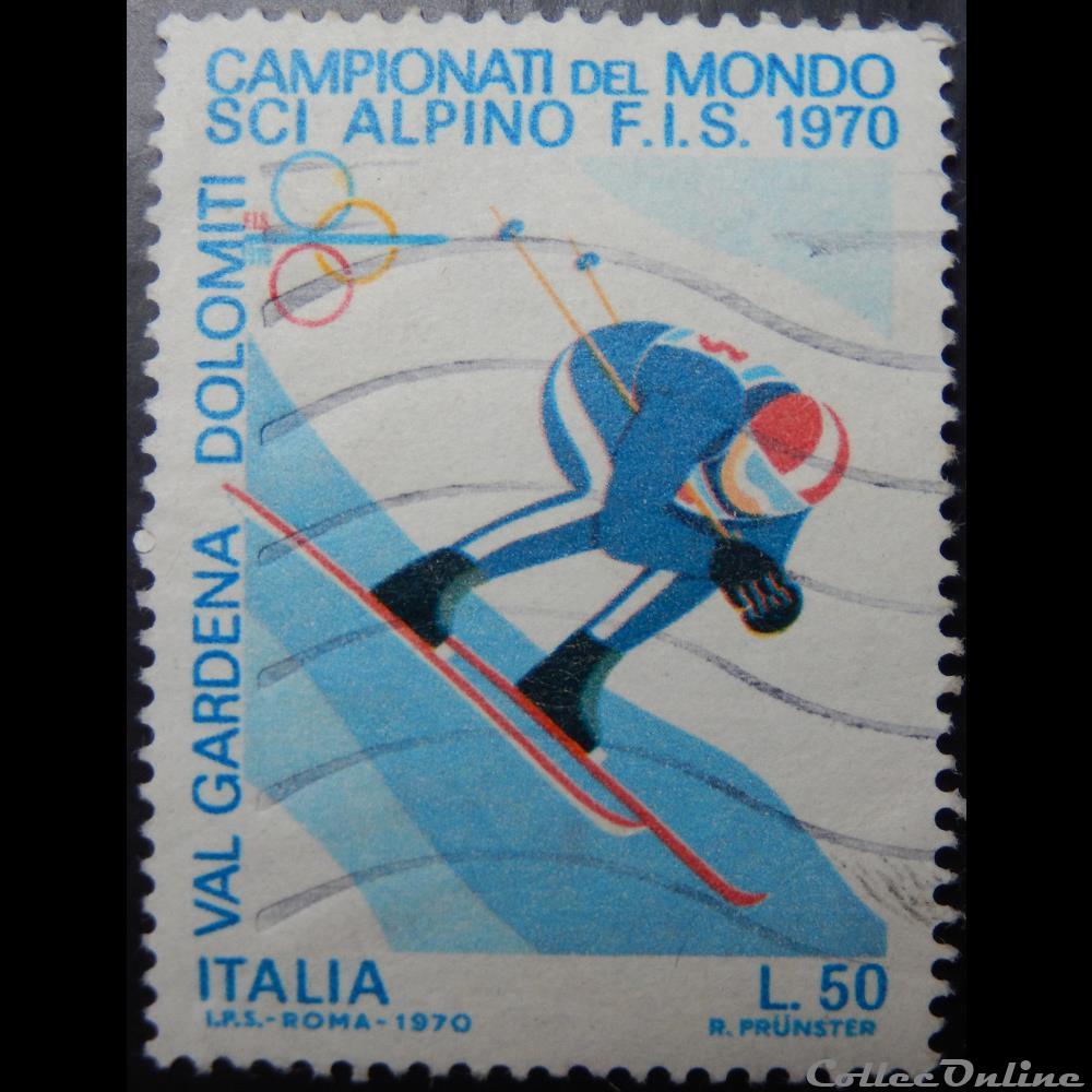 timbre europe italie 01041 championnat du monde de ski alpin 50 lires de 1970
