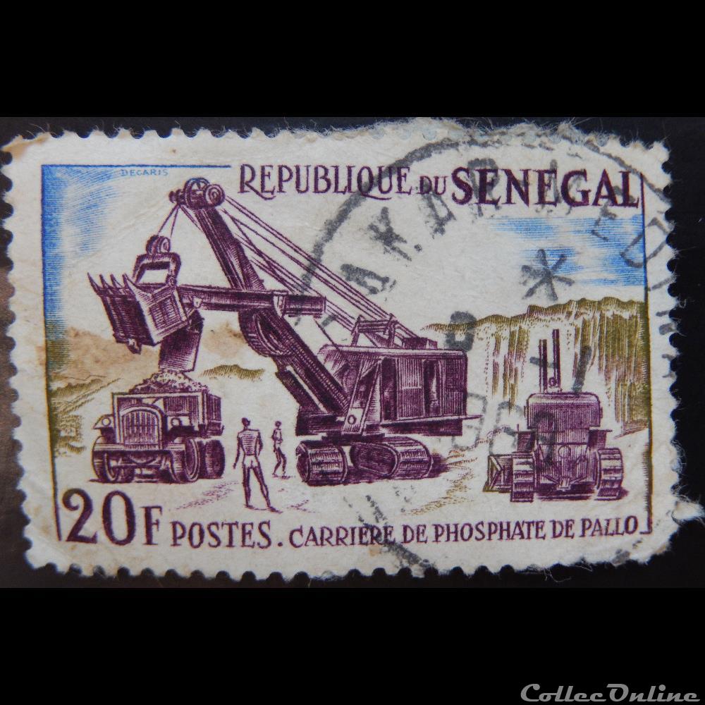 Sénégal 00238 carrière de phosphate de Pallo 20F de 1964 timbre afrique senegal 00238 carriere de phosphate de pallo 20f de 1964
