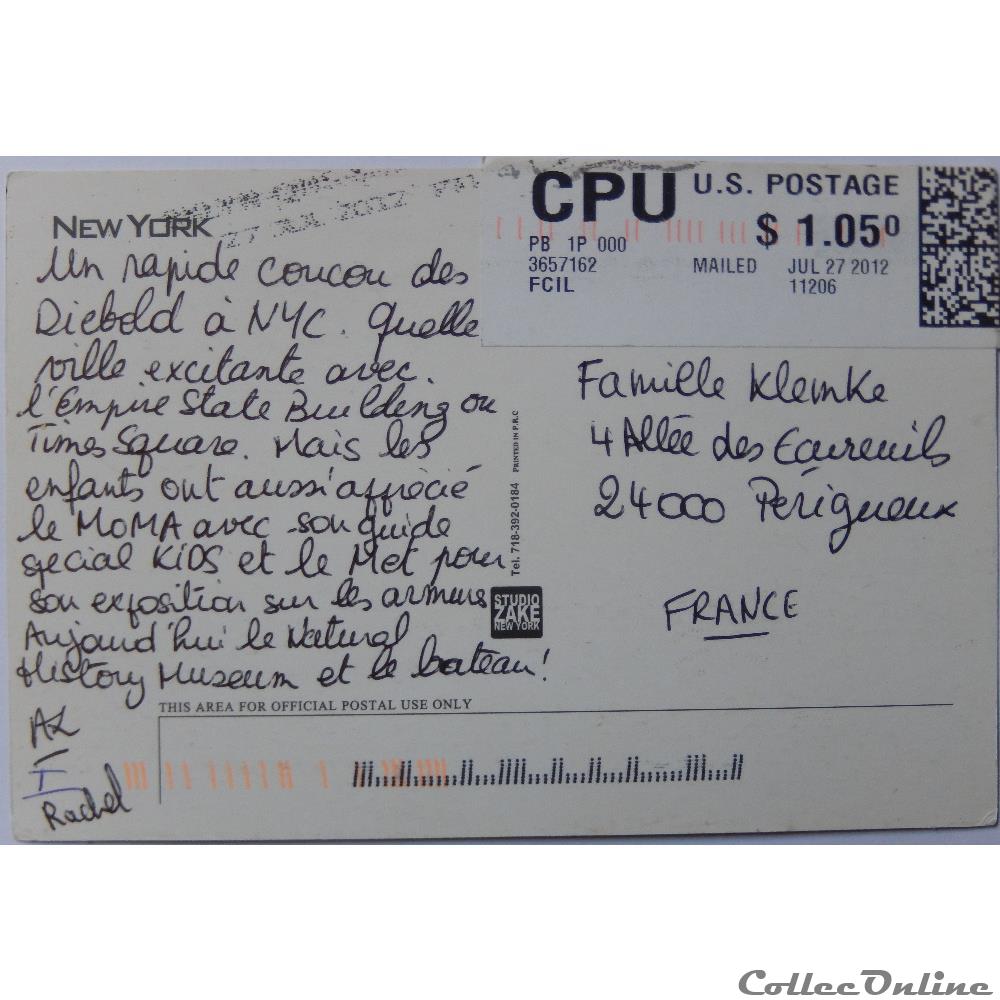 carte postale amerique aquitaine cp des etats unis new york