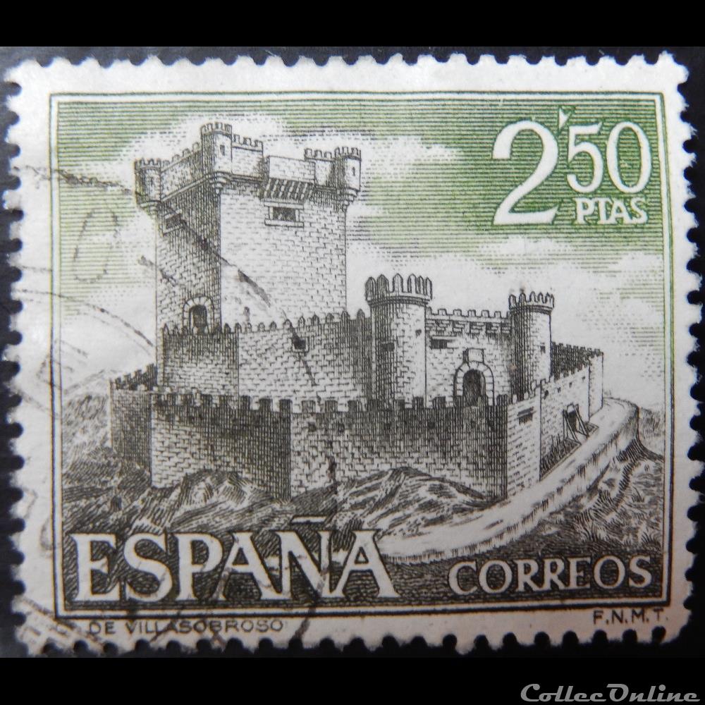 Espagne 01543 château de Villasobroso 2.50Ptas de 1968 timbre europe espagne 01543 chateau de villasobroso 2 50ptas de 1968