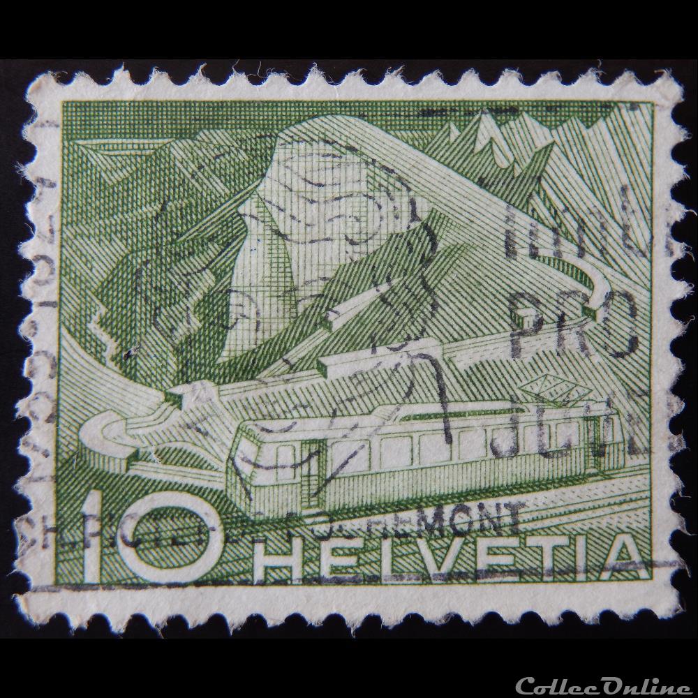 Suisse 00483 Chemin de Fer de montagne au rocher de Naye 10cts de 1949 5 timbre europe suisse 00483 chemin de fer de montagne au rocher de naye 10cts de 1949