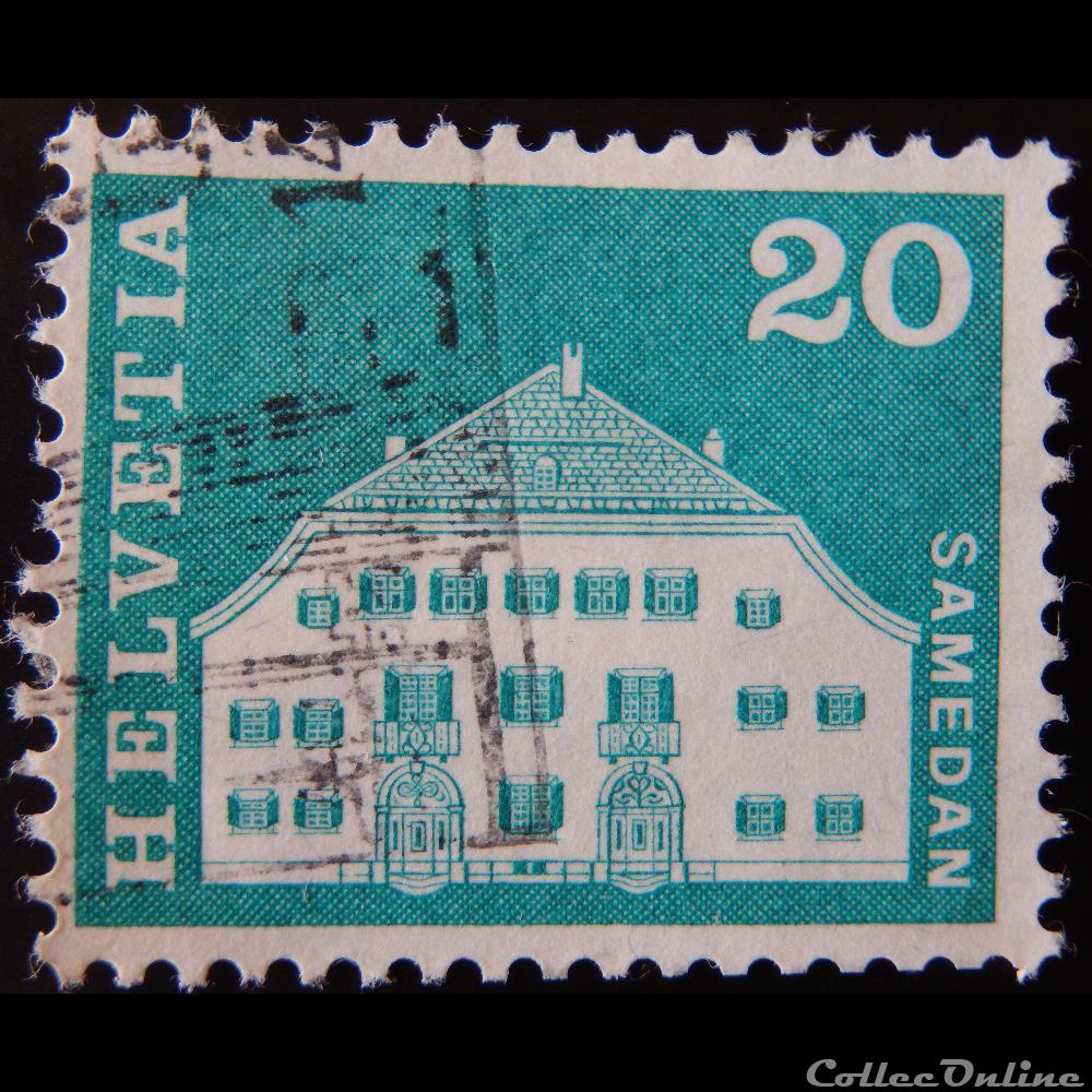 Suisse 00818 Planta House, Samedan 20cts de 1968 3 timbre europe suisse 00818 planta house samedan 20cts de 1968