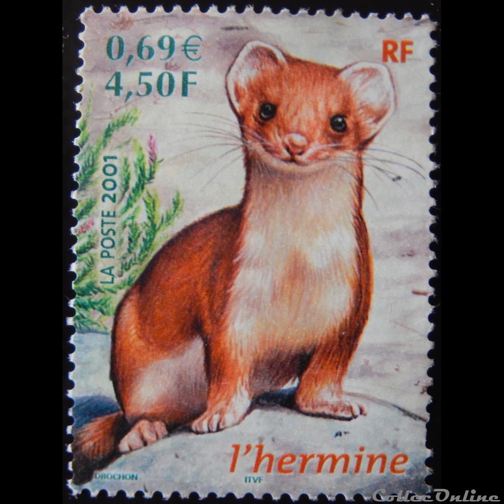 03384 Animaux des bois L´Hermine - Mustela erminea 4F50 - 0.69€ de 2001 timbre france 03384 animaux des bois l hermine mustela erminea 4f50 0 69 de 2001