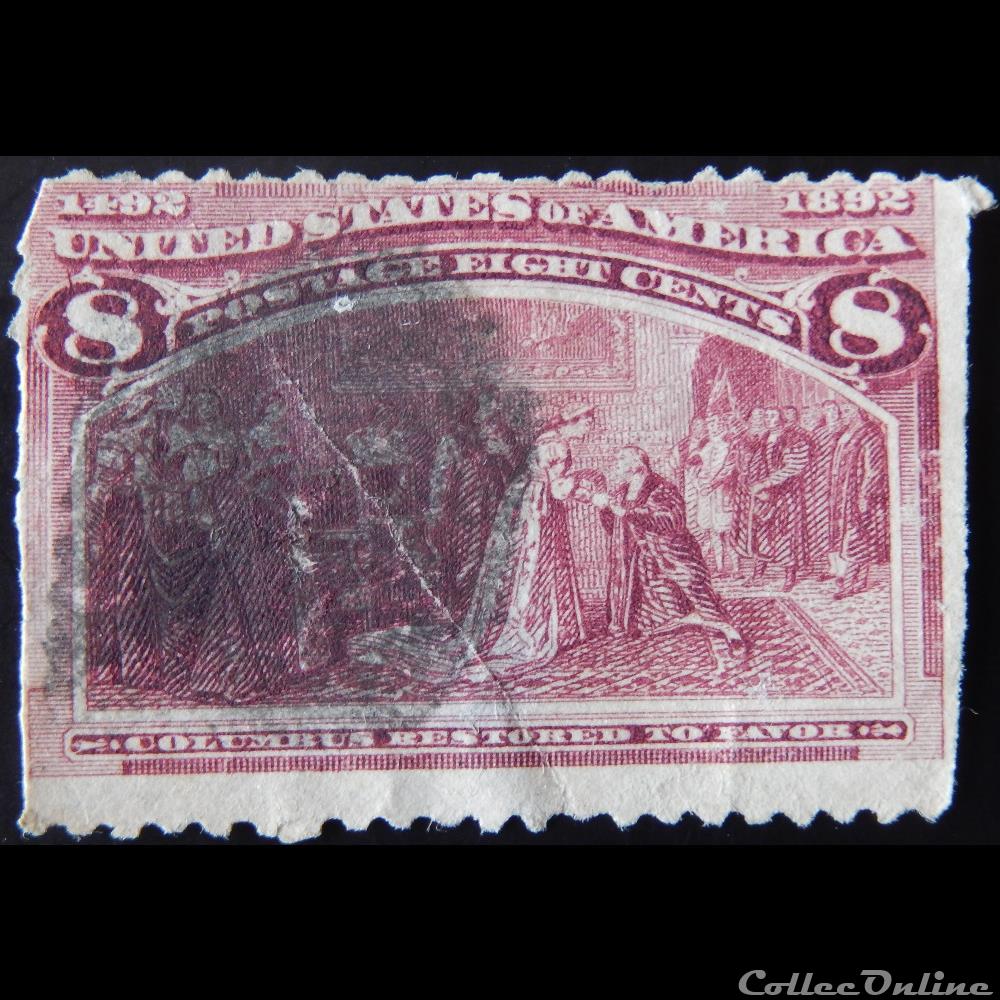 Etats Unis 00087 Christophe Colomb restaurée 8c de 1893 timbre amerique etats unis 00087 christophe colomb restauree 8c de 1893