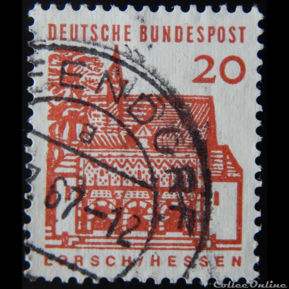timbre europe allemagne rfa 00324 abbaye de lorsch hessen 20pf de 1965