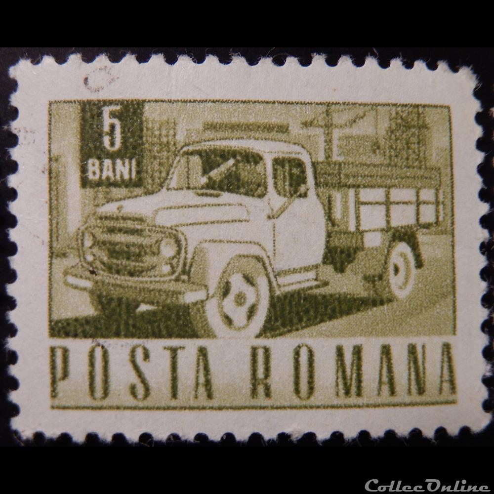 timbre europe roumanie 02345 camion 5 bani de 1968