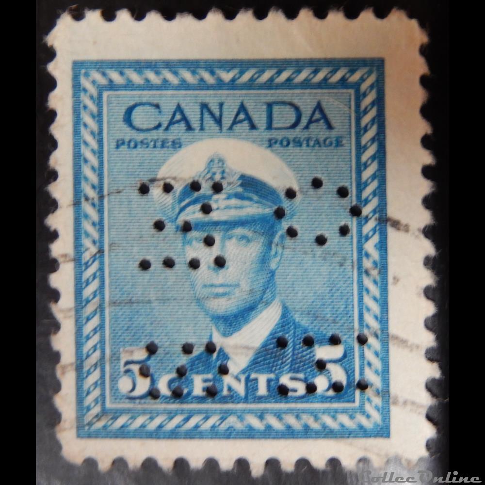 timbre amerique canadum canada 00211 roi george vi 5c de 1942