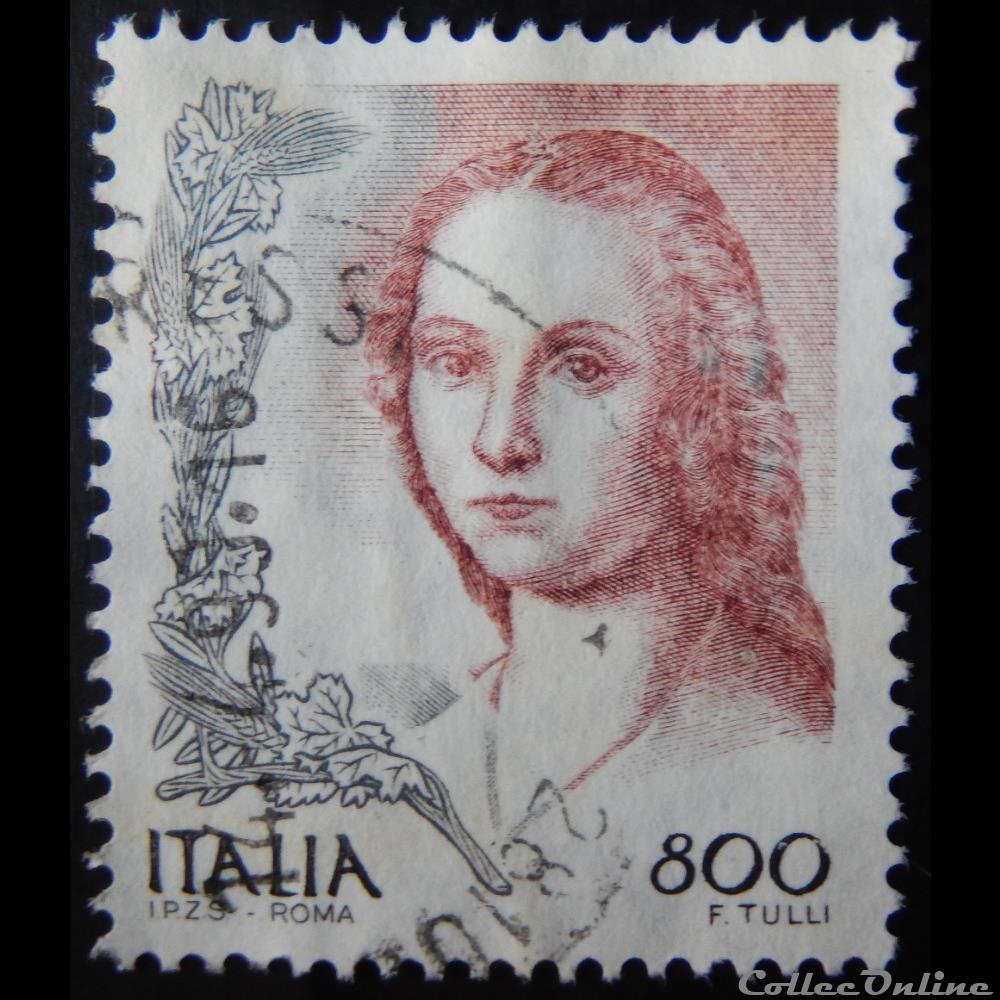 timbre europe italie 02315 femme et la licorne 800 lires de 1998