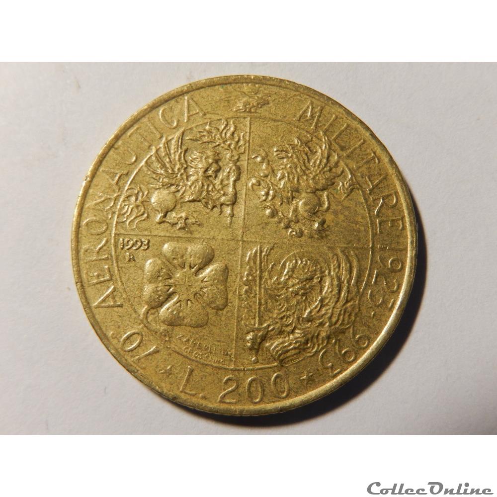 monnaie monde italie 200 lires 1993 70 ans de aviation militaire
