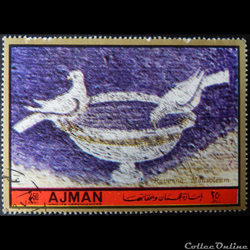 timbre asie emirat arabe uni ajman state 01681a mosaique du mausolee de galla placidia ravenne 2 50r de 1972