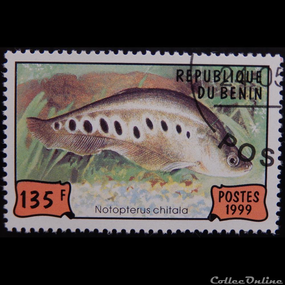 timbre afrique benin 00902 poisson couteau ocelle 135f de 1999