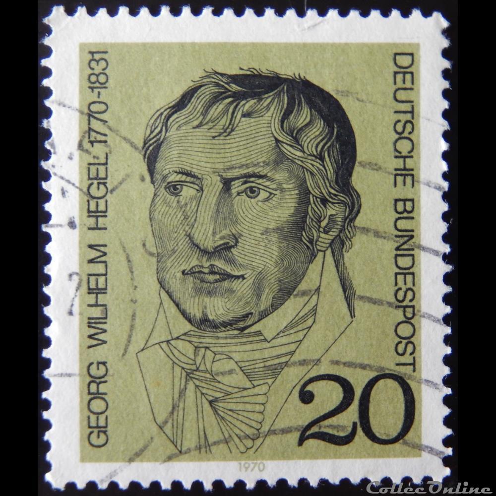 Allemagne RFA 00480 Georg Wilhelm Hegel 20pf de 1970 timbre europe allemagne rfa 00480 georg wilhelm hegel 20pf de 1970