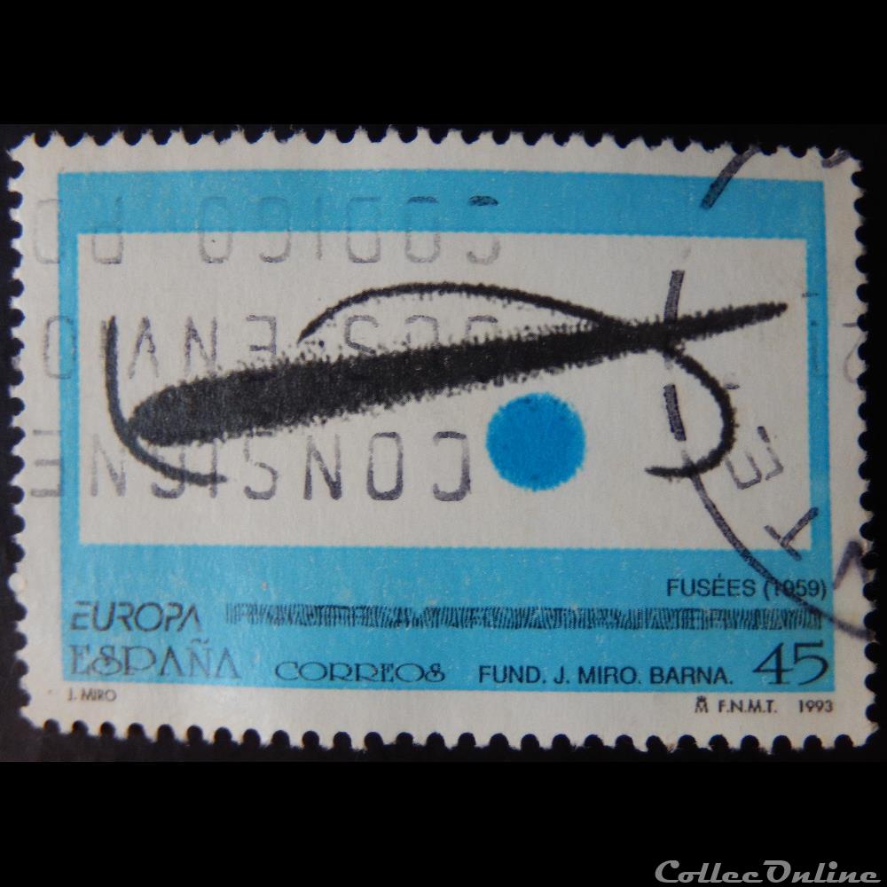 Espagne 02843 peinture de Joan Miro 45Ptas de 1993 timbre europe espagne 02843 peinture de joan miro 45ptas de 1993