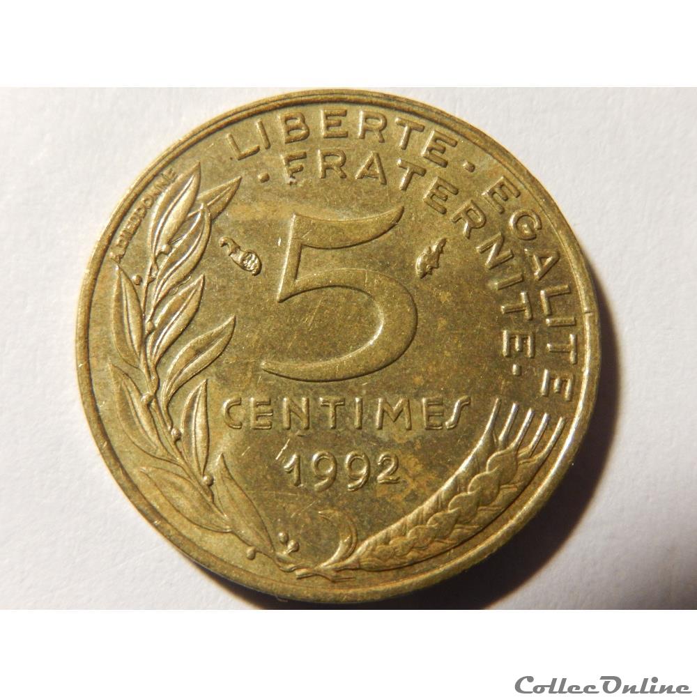 5 centimes Marianne 1992 4 plis monnaie france moderne 5 centimes marianne 1992 4 plis