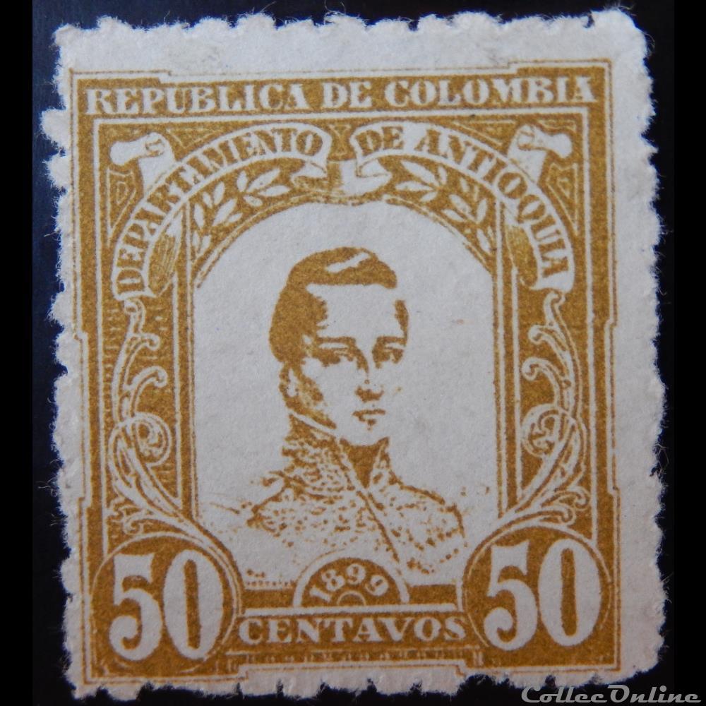 Colombie 00108 général Cordoba 50c de 1899 timbre amerique colombie 00108 general cordoba 50c de 1899