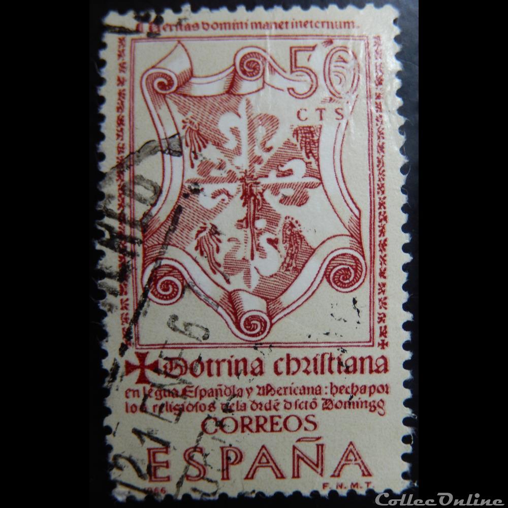 timbre europe espagne 01406 doctrine chretienne 50c de 1966