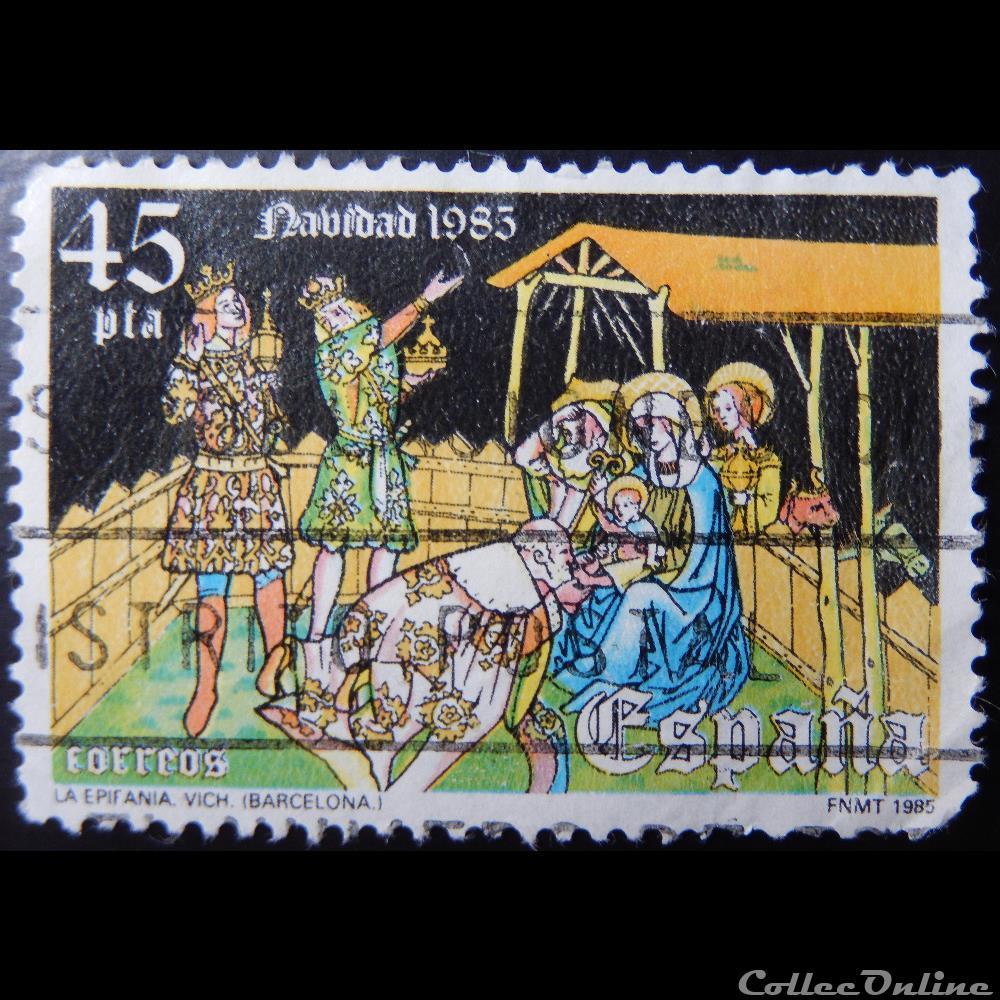 timbre europe espagne 02438 adoration des mages 45ptas de 1985