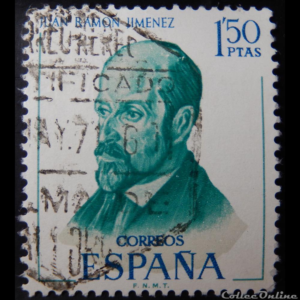 Espagne 01647 Juan Bamon Jimenez 1.50Ptas de 1970 timbre europe espagne 01647 juan bamon jimenez 1 50ptas de 1970