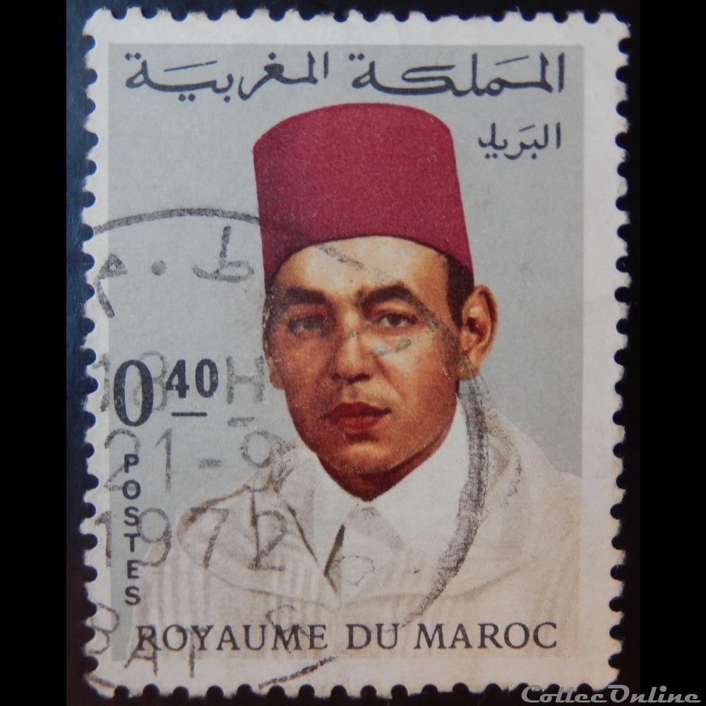 Maroc 00543 roi Hassan II 0.40d de 1968 timbre afrique maroc 00543 roi hassan ii 0 40d de 1968