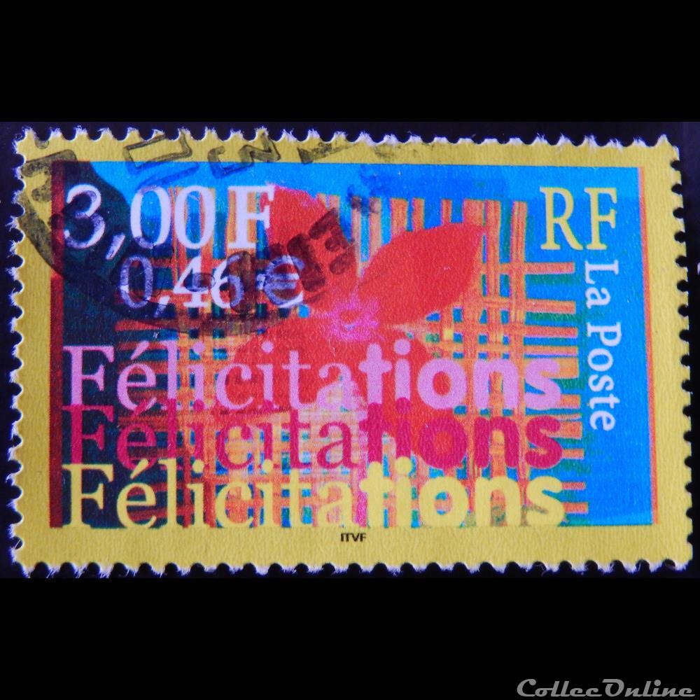03308 Félicitations 3 F - 0,46 € de 2000 4 timbre france 03308 felicitations 3 f 0 46 de 2000