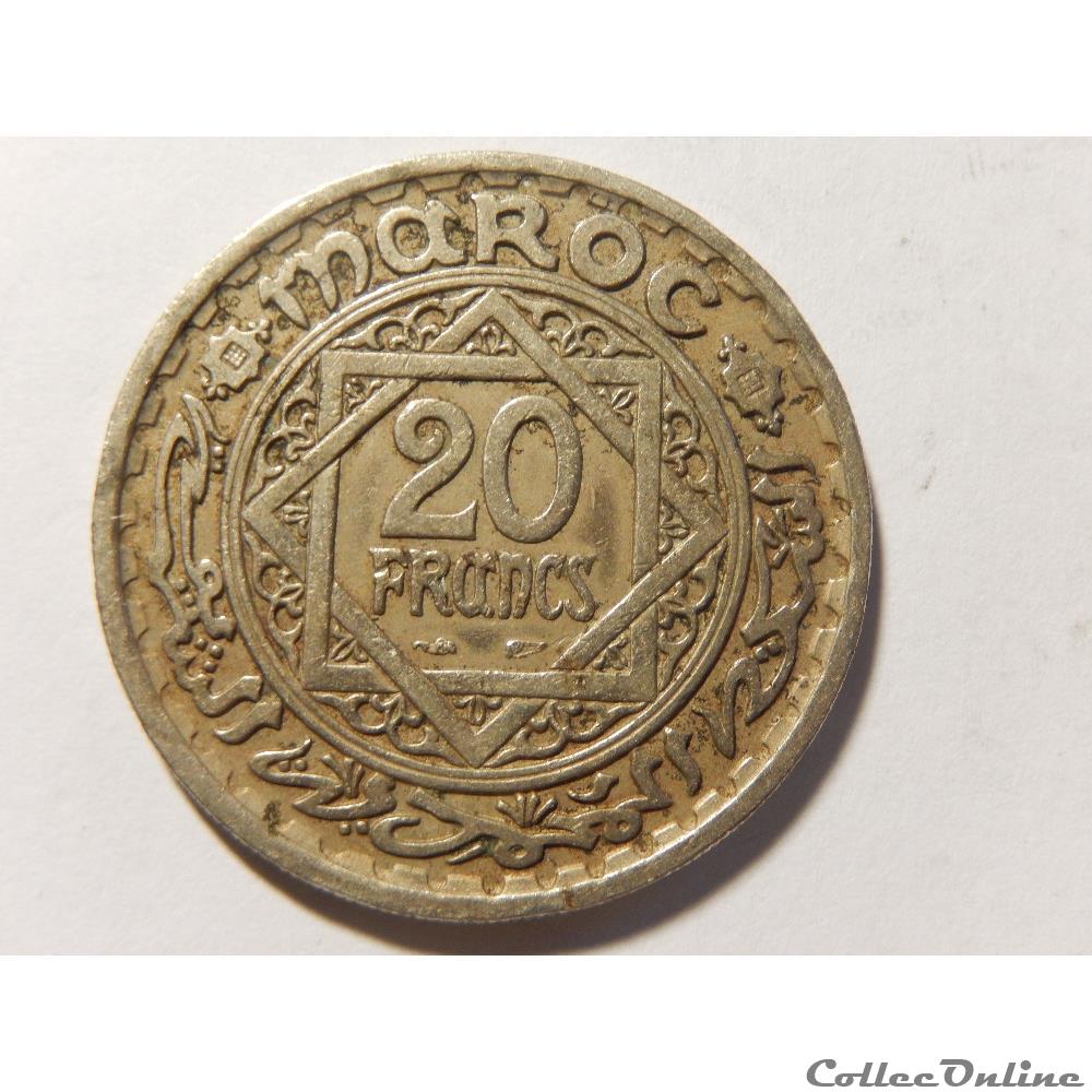 20 francs de 1947 monnaie monde maroc 20 francs de 1947