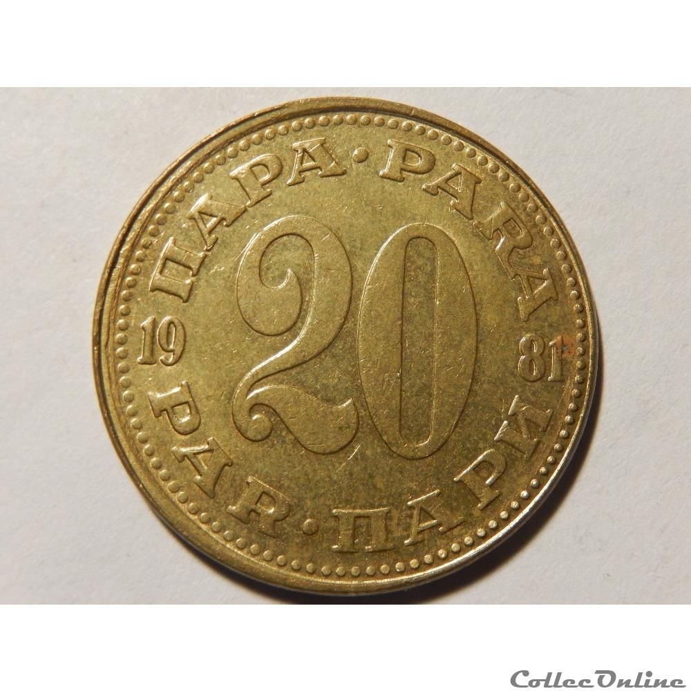 monnaie monde yougoslavie 20 para de 1981 fautee