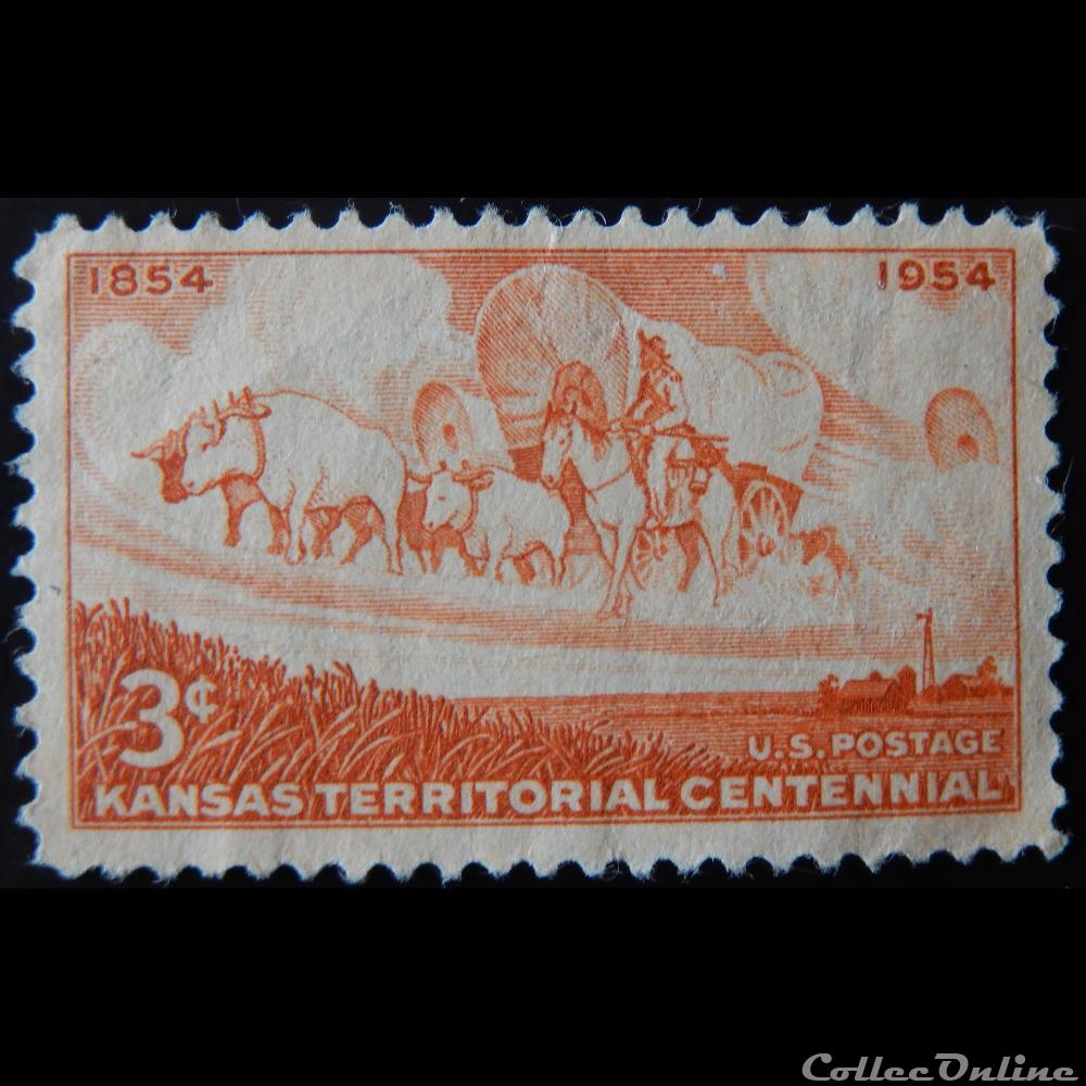 Etats Unis 00585 territoire du Kansas 3c de 1954 timbre amerique etats unis 00585 territoire du kansas 3c de 1954