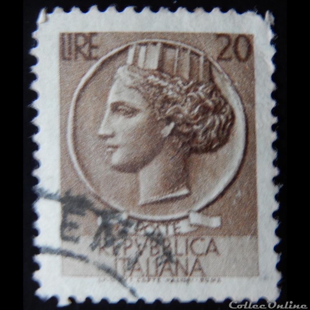 Italie 00651 pièce de Syracuse 20 lires de 1953 2 timbre europe italie 00651 piece de syracuse 20 lires de 1953