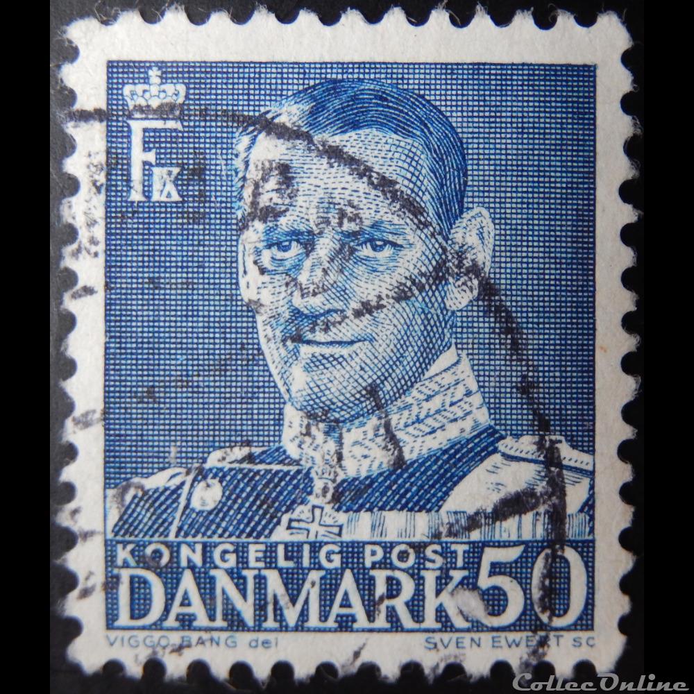 Danemark 00327 roi Frederik IX de 50ore de 1950 timbre europe danemark 00327 roi frederik ix de 50ore de 1950