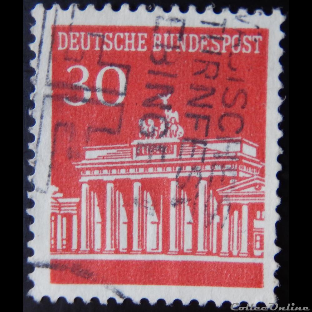 Allemagne RFA 00370 porte de Brandenburg, Berlin 30pf de 1966 3 timbre europe allemagne rfa 00370 porte de brandenburg berlin 30pf de 1966