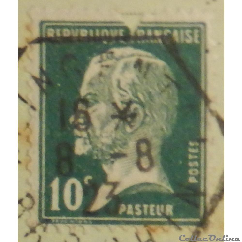 timbre france 00170 louis pasteur 10c vert de 1923