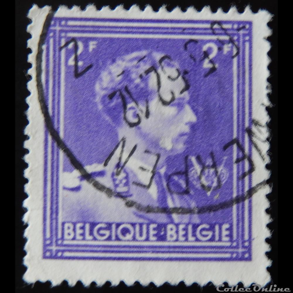timbre europe belgique 00693 roi leopold iii avec v 2f de 1944