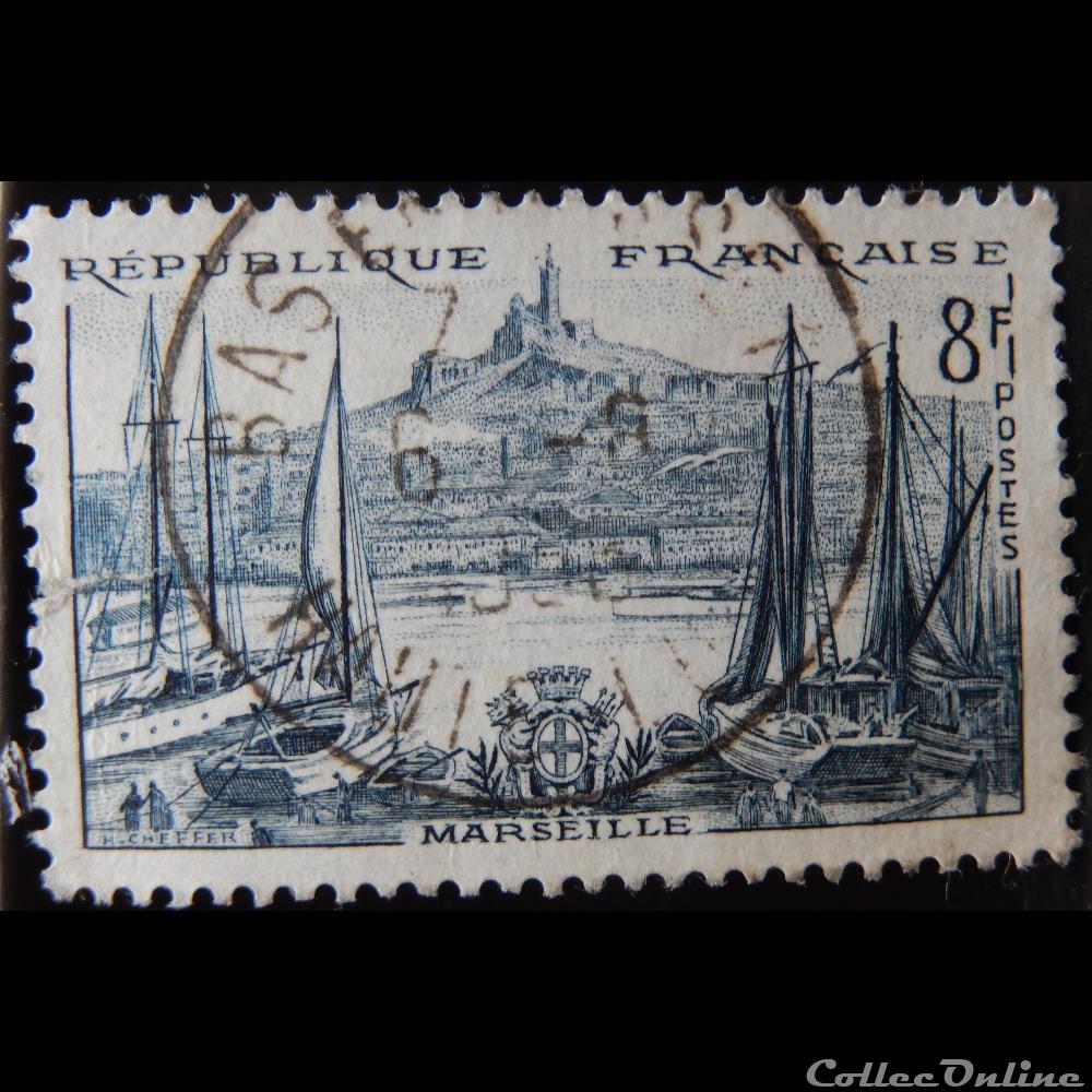 01037 Marseille Le vieux port et ND de la Garde 8F de 1955 3 timbre france 01037 marseille le vieux port et nd de la garde 8f de 1955