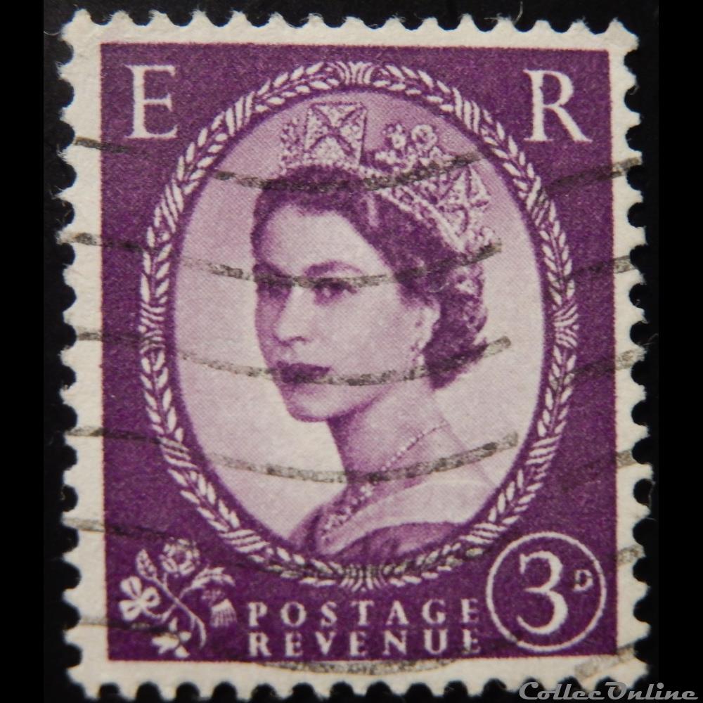 timbre europe royaume uni 00291a reine elisabeth ii 3d de 1955