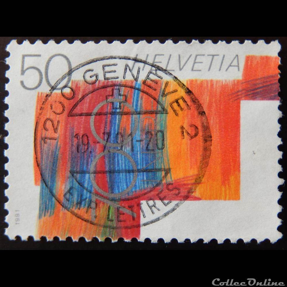timbre europe suisse 01368 700 ans de la confederation suisse 50cts de 1991