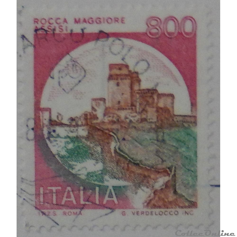 Italie 01454 château de Rocca Maggiore à Assisi 800 lires de 1980 2 timbre europe italie 01454 chateau de rocca maggiore a assisi 800 lires de 1980