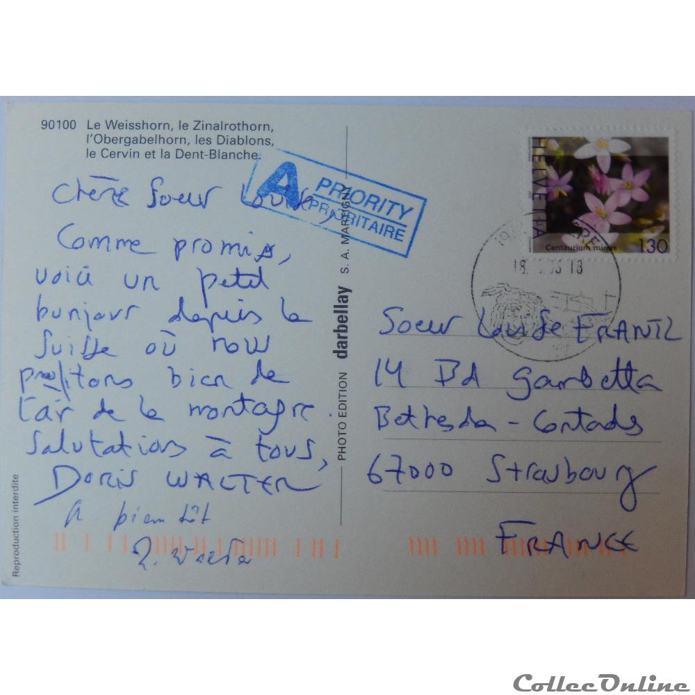 carte postale europe rhone alpe cp de suisse le valais le weisshorn