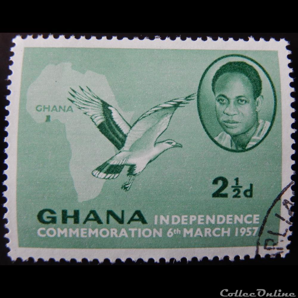 timbre afrique ghana 00011 kwame nkrumah premier ministre 2 1 2d de 1957