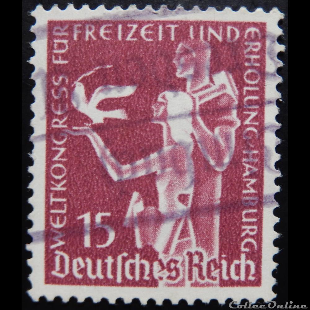 Allemagne Reich 00578 congrès mondial des loisirs 15pf de 1936 timbre europe allemagne reich 00578 congres mondial des loisirs 15pf de 1936
