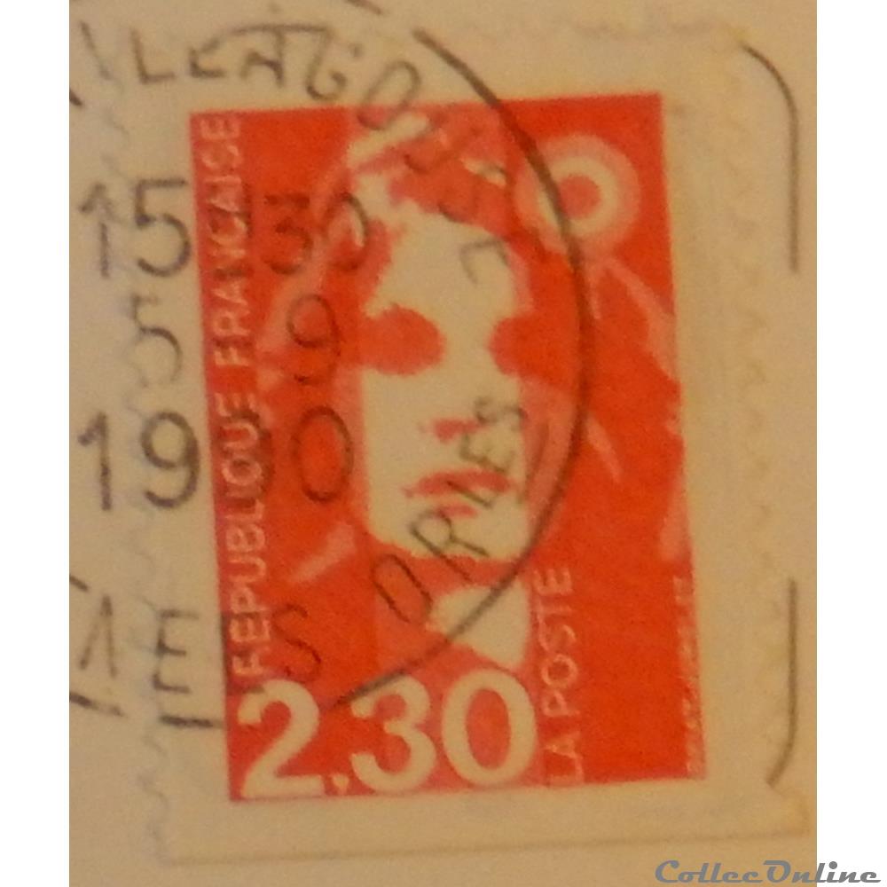 02629 Marianne de Briat 2F30 dentelure verticale rouge de 1990 timbre france 02629 marianne de briat 2f30 dentelure verticale rouge de 1990