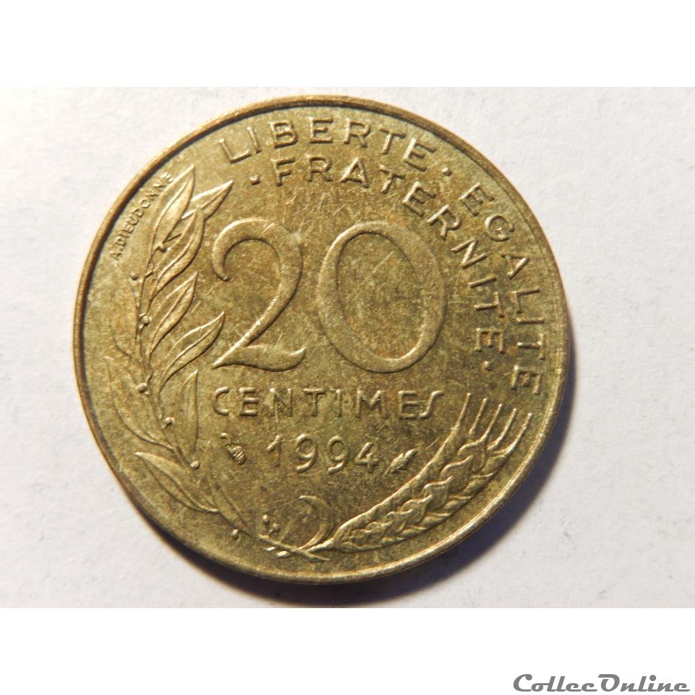 20 centimes Marianne 1994 "dauphin" monnaie france moderne 20 centimes marianne 1994 dauphin