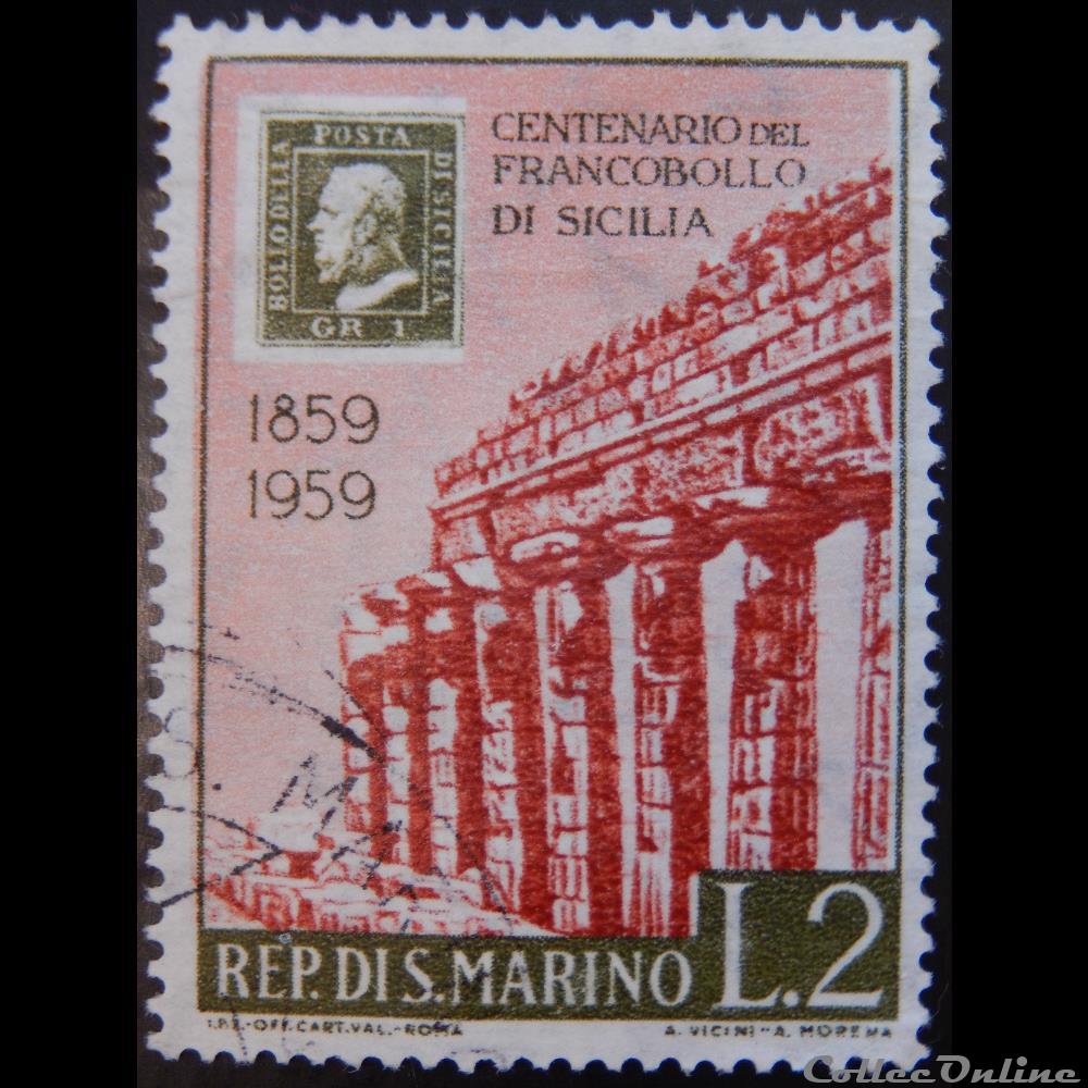 europe saint marin 00473 timbre jubile sicilia 2l de 1959