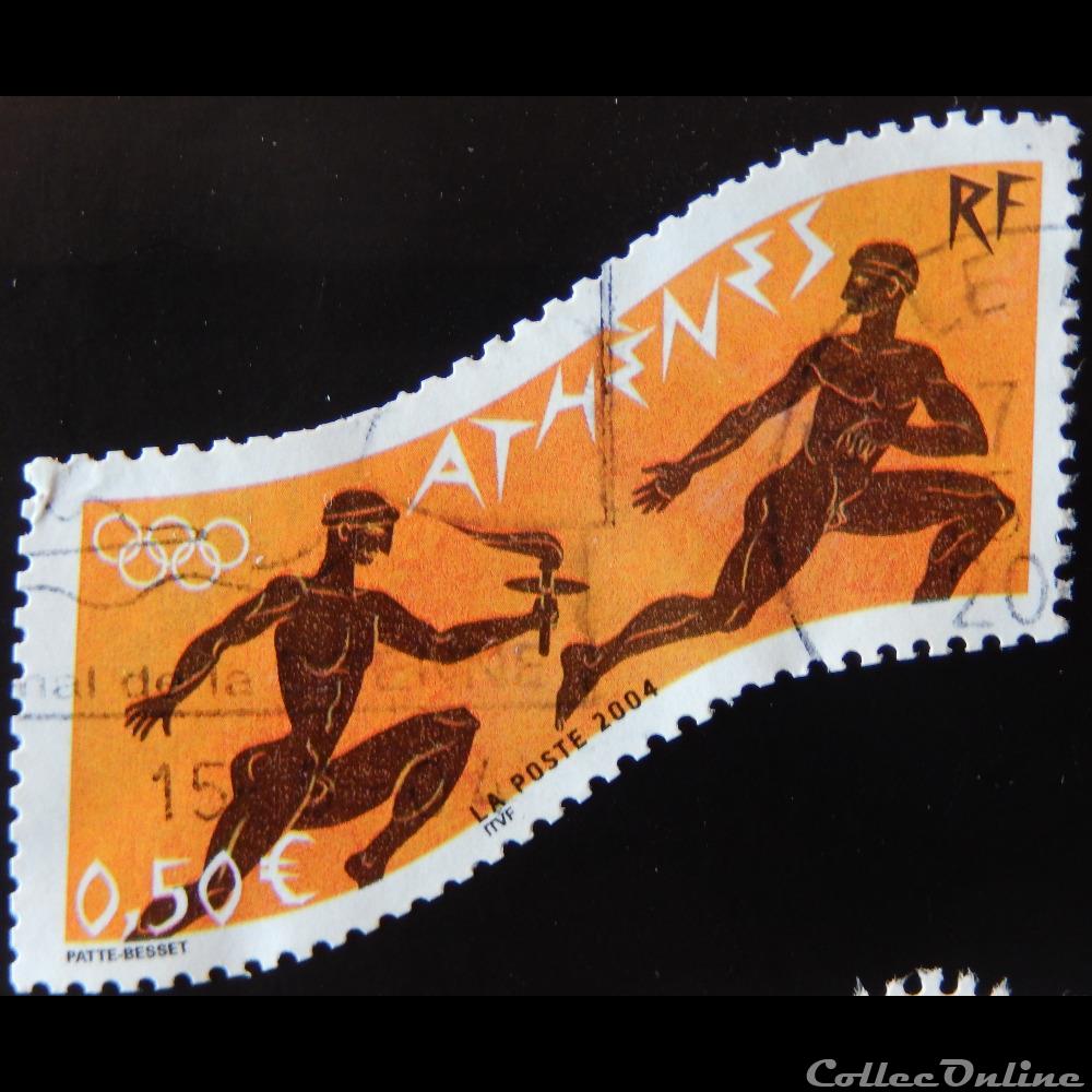 03687 28èmes Jeux Olympiques - Athènes 2004 Relai antique et flamme olympique 0.50€ timbre france 03687 28emes jeux olympiques athenes 2004 relai antique et flamme olympique 0 50