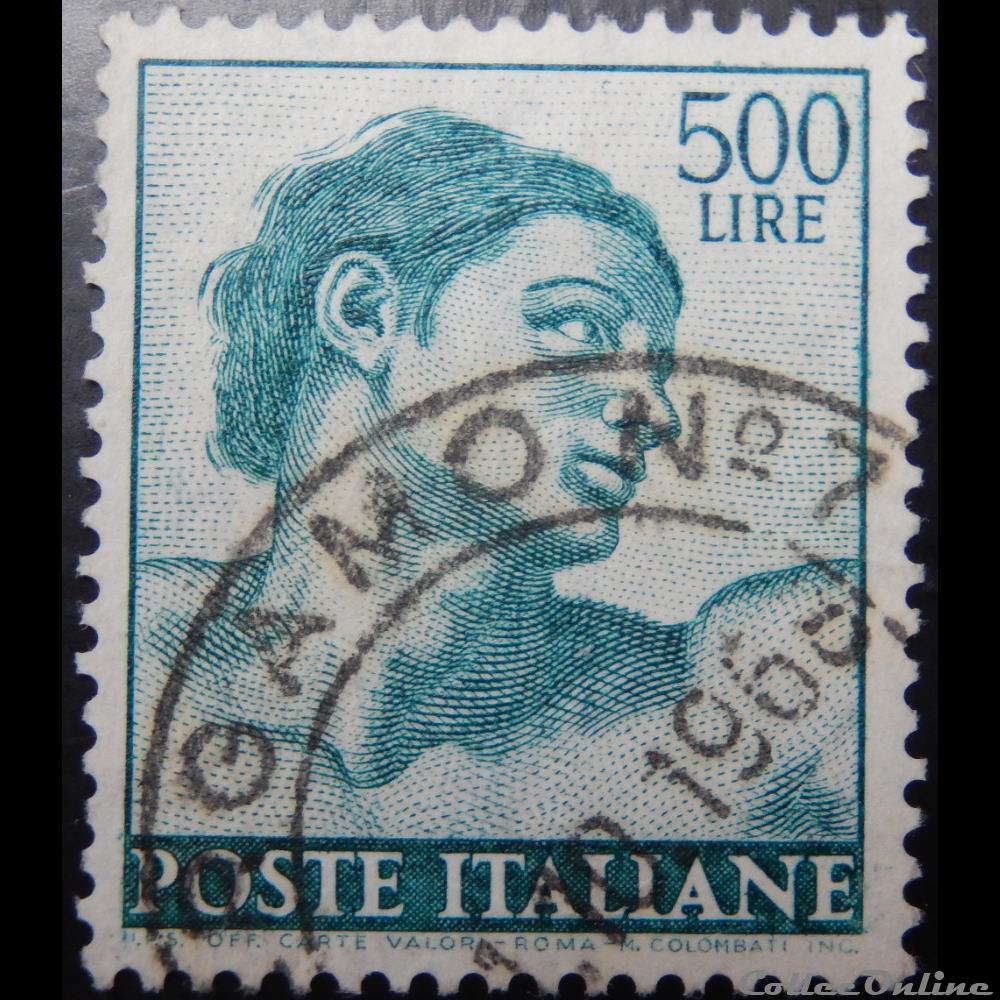 timbre europe italie 00843 fresque de michelangelo 500 lires de 1961