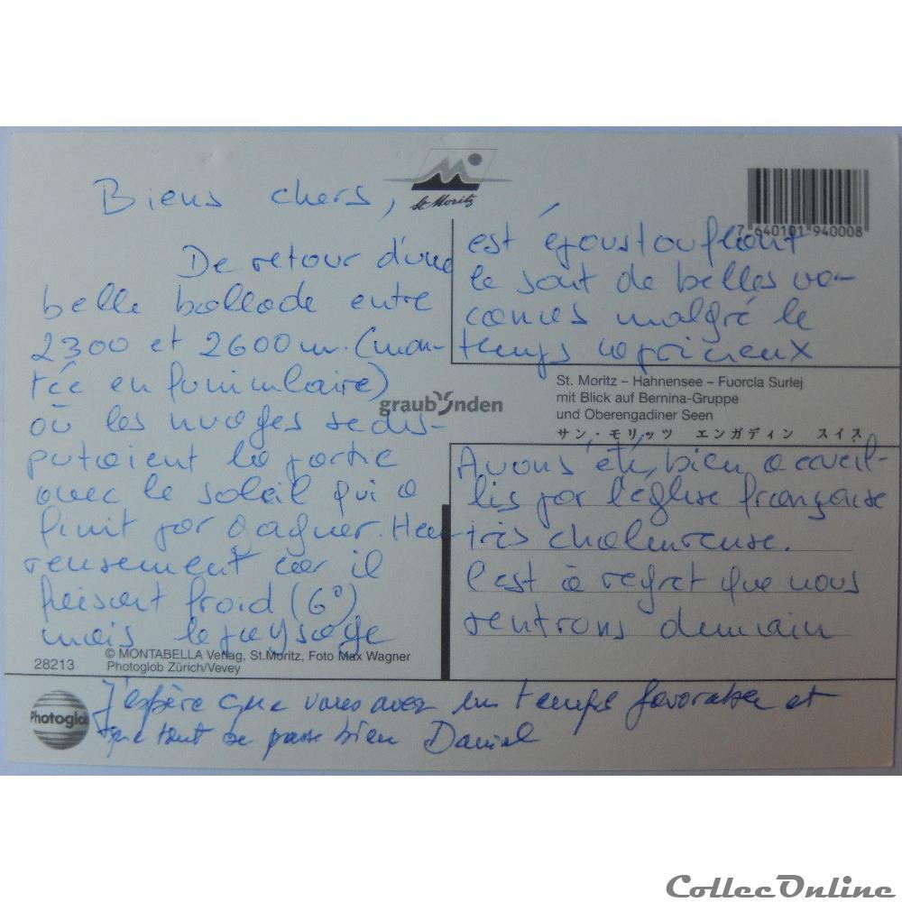 CP de Suisse, Les Grisons, Saint-Moritz carte postale europe rhone alpe cp de suisse les grisons saint moritz