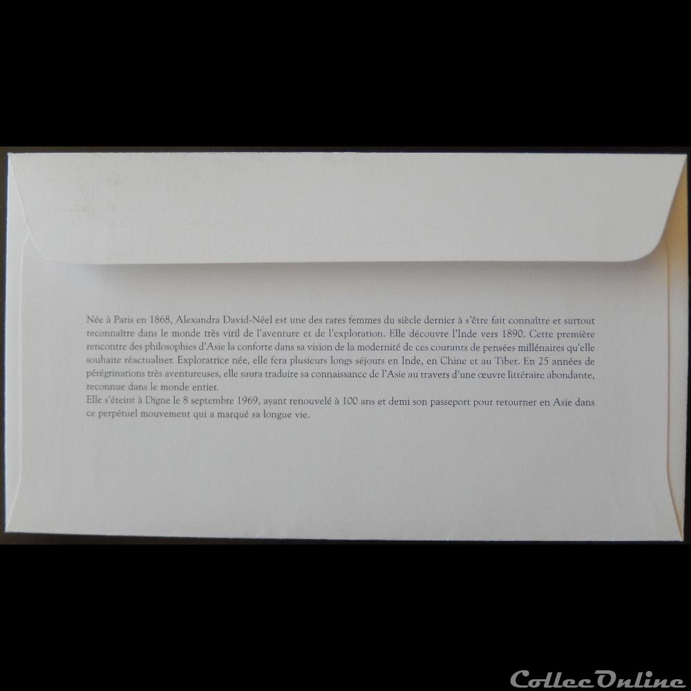 03343 Enveloppe 1er jour Les grands aventuriers Alexandra David-Néel 1868-1960 3 timbre france 03343 enveloppe 1er jour les grands aventuriers alexandra david neel 1868 1960