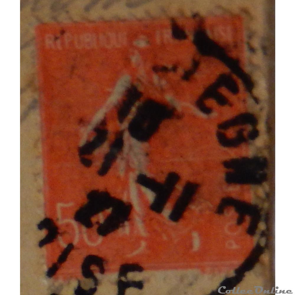 timbre france 00199 semeuse lignee 50c rouge de 1926