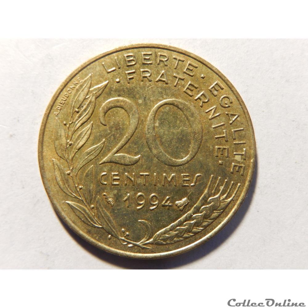 20 centimes Marianne 1994 "abeille" monnaie france moderne 20 centimes marianne 1994 abeille
