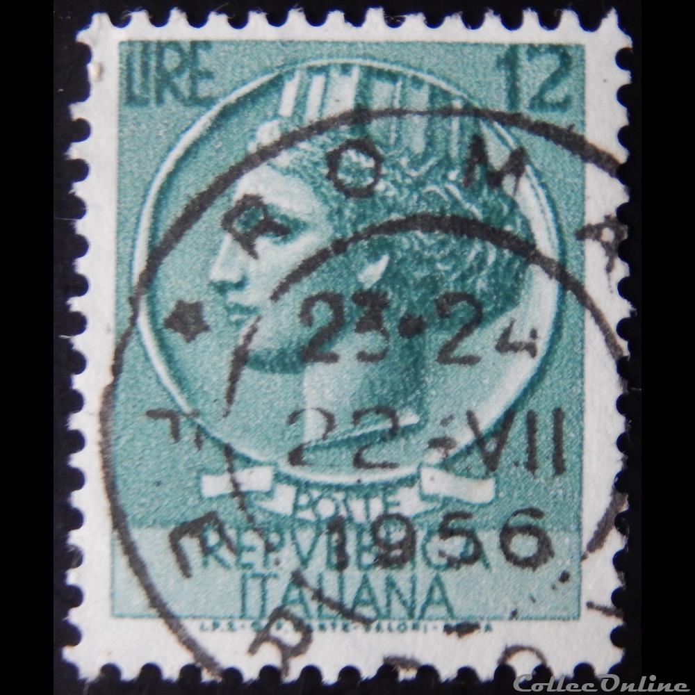 timbre europe italie 00650 piece de syracuse 12 lires de 1953