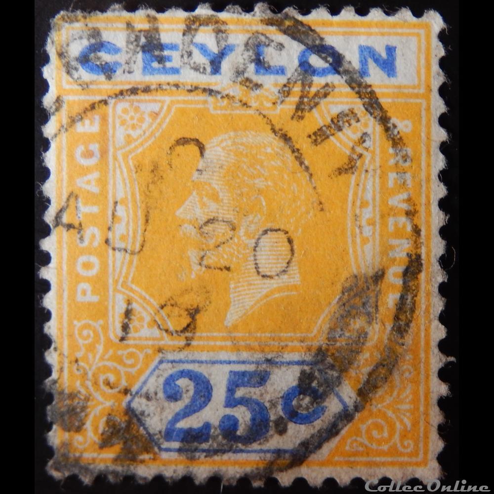 Ceylan 00184 roi George V 25c de 1912 timbre asie sri lanka ceylan 00184 roi george v 25c de 1912